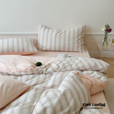 Cozy Pastel Striped Washed Cotton Pillowcases - Pink